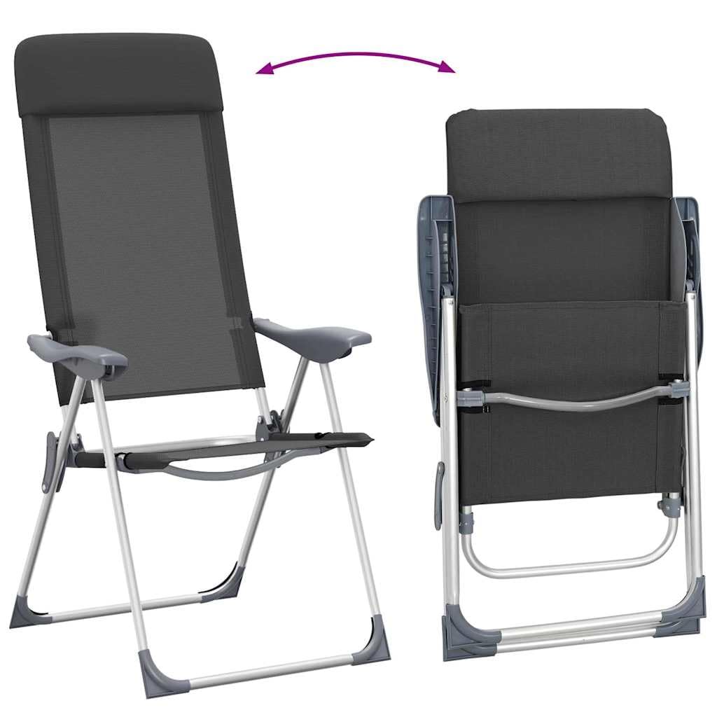 Klappbare Campingstühle 2 STK. Aluminium, 5-Fach verstellbare Strandstühle mit gepolsterter Kopfstütze, stabile Campingstühle bis 120 kg, leichte Klappstühle für Camping, Angeln