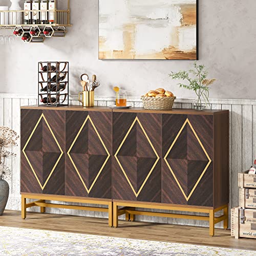 Tribesigns Sideboard Buffet Cabinet Set Of 2, 59 Inch Kitchen Sideboard Cabinet With Doors And Adjustable Shelves, Coffee Bar Cabinet Storage Cabinet For Dining Room, Living Room, Dark Brown #TOP5
