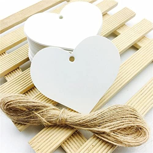 100 White Paper Tags Heart Shaped Blank Kraft Paper Tags 6 X 6 cms