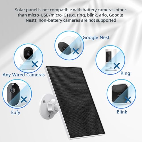 Solarpanel für überwachungskamera,5W Solarpanel Usb für DC 5V Sicherheitskamera,Micro USB & USB-C Anschluss Solarpanel,IP65 Wasserdichtes Solarladegerät für Kamera mit 360°verstellbarer
