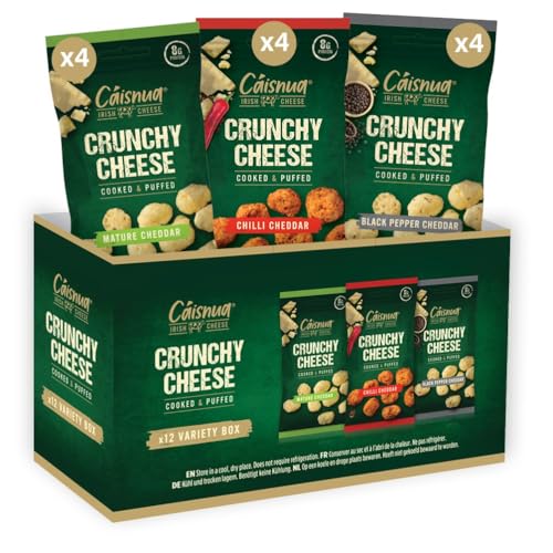 Cáisnua - Knusprig Gepufft Käse Snacks - 20g (Pack of 12) - Keto Snack - Proteinreich - Vegetarisch - (20g (Pack of 12), Mixed Variety)