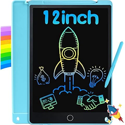 Richgv LCD Writing Tablet,12 Inches Light Drawing Business Board Built-in Screen Lock & Magnet for Kids and Adults Blue Cover