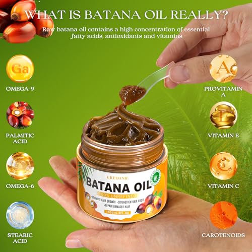 GREEONIL Raw Batana Oil with Scalp Massager Hair Brush for Hair Growth, Organic and Natural Dr Sebi Raw Batana Oil for Men Women, Prevents Hair Loss, Eliminate Frizzy, Damaged and Split Ends, 3 Pack — view 4