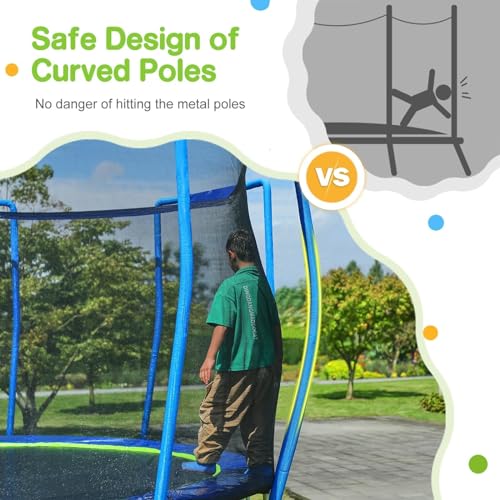Zupapa 1800LBS Capacity No-Gap Design 16 15 14 12 10FT Trampoline with Safety Enclosure Net and Non-Slip Ladder 10-Year Quality Assurance Perfect for Kids Family Outdoor Backyard Fun - Thumbnail 6