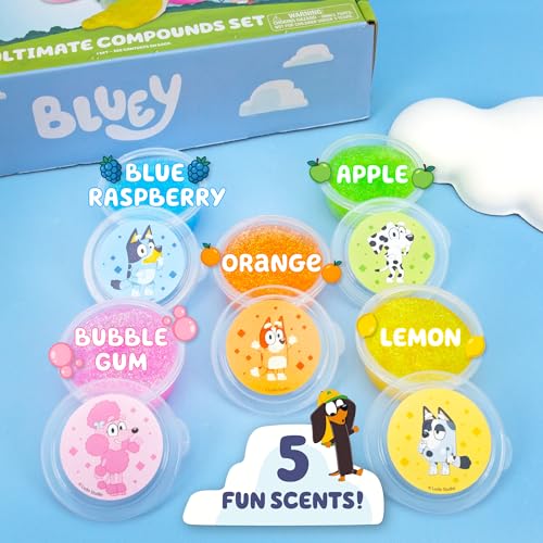 Image of Bluey Ultimate Compounds Set, 25 Pack of Scented Glitter Slime, Resealable Containers with Stickers, Birthday Bulk Slime Party Favors, Sensory Toys, Goodie Bags Stuffers for Kids