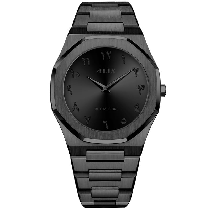 ALIX Black soft-touch Ultra Thin high contrast Arabic numeral display stainless steel water resistant analog watch (B0D8GXJJZ8) Amazon Price History, Amazon Price Tracker