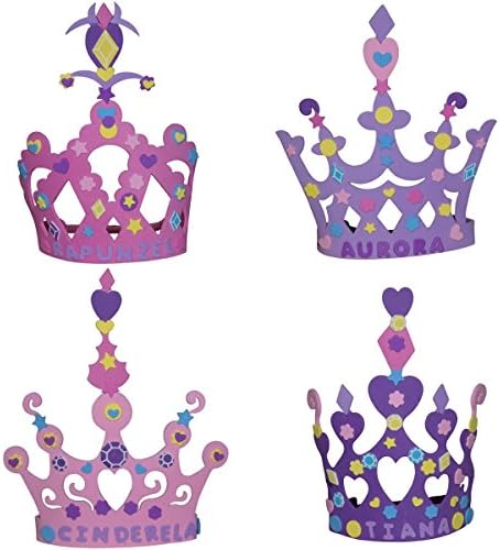 Foam Princess Tiaras and Crowns (12 PACK, 400 PCS) Making Your Own Tiaras with Stickers - DIY Princess King Crown Birthday Hat for Kids - Girls Crafts Crowns Set Party Foam Hats Fun Classroom and Birthday Decor