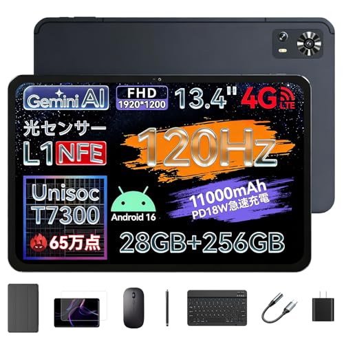 �y2026�V�o�� Android16 �^�u���b�g�Z�b�g�zZPad2 �^�u���b�g 13�C���` SIM�t���[ Unisoc T7300 AnTuTu�X�R�A65���_ 120Hz 1920x1200 FHD���� 28GB RAM+256GB ROM 11000m
