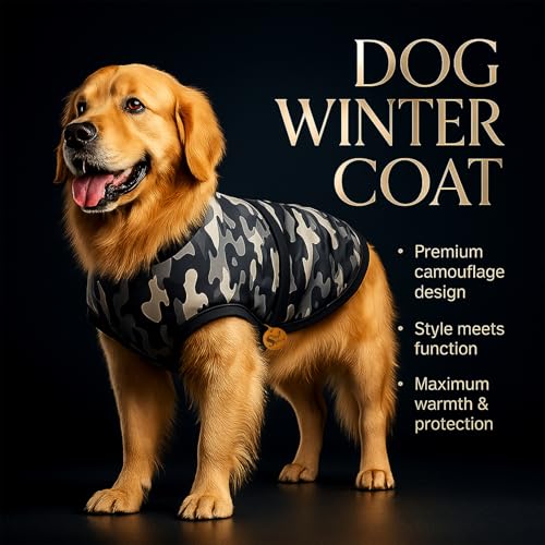 Image of Sage Square Camouflage /Army Winter Coat for Dogs - Windproof Jacket, Insulated, Warm for Cold Weather, Adjustable Fit, Comfortable Design for Indoor & Outdoor Use, Random (Military, M - 16 Inch)