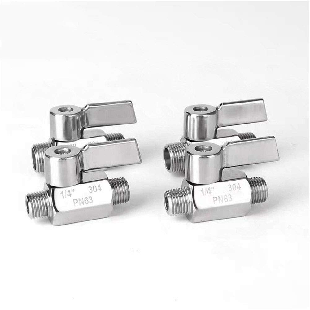 Válvula de aguja de gas de 2 vías, acero inoxidable 304, rosca hembra a macho de 1/8 pulgada a macho para agua, aceite, ácido, válvula de bola de aguja duradera para control de fluidos