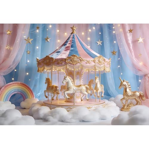 Fond de studio carrousel arc-en-ciel pour shooting photo bébé