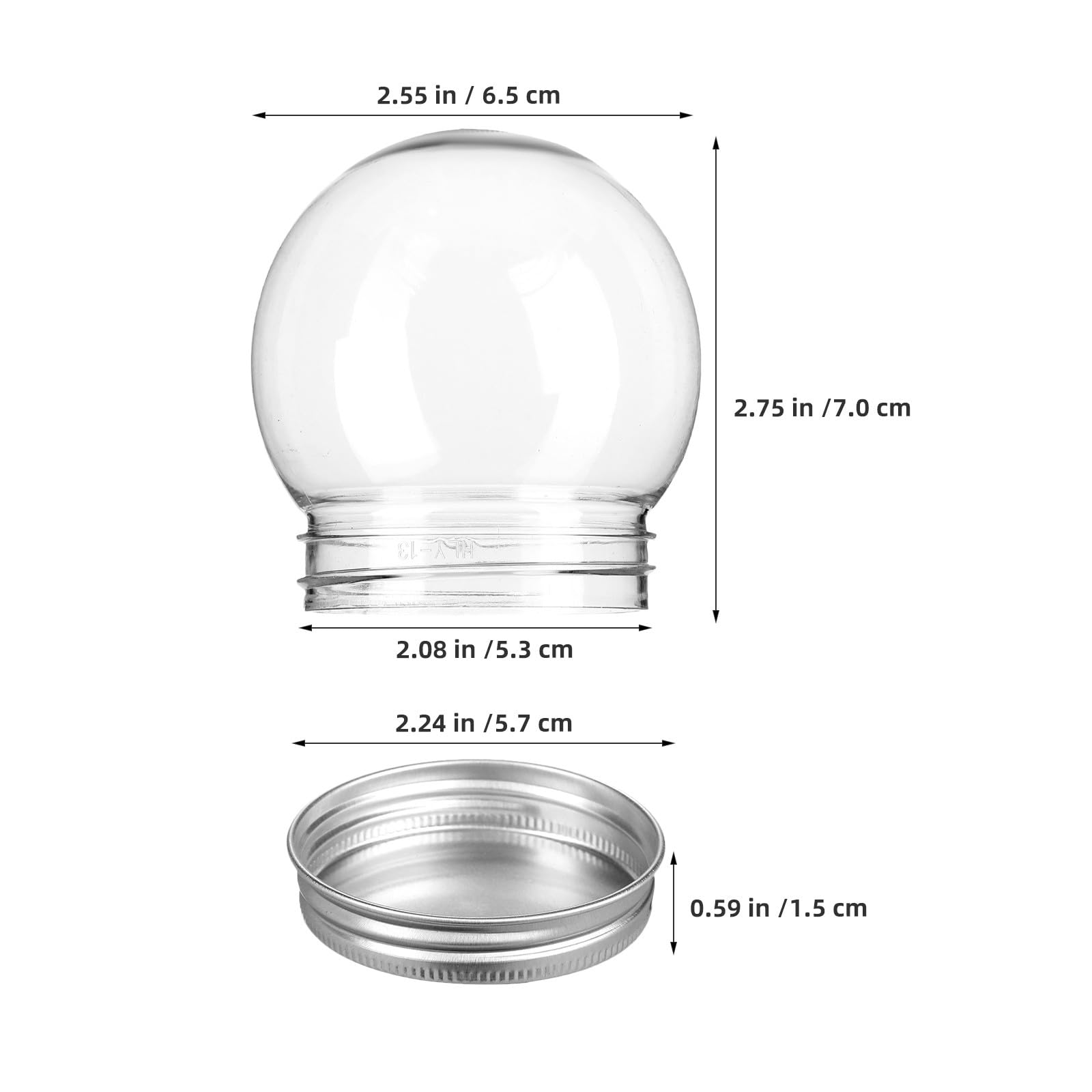 25pcs 3 "DIY Christmas Snow Globe Water Globe con 57mm Screw Off Cap | Kit di sfere d'acqua ricaricabili, barattolo vuoto in plastica trasparente per caramelle e caramelle per la casa, fai da te