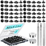 MixS Live 15mm Snap Fasteners Kit,15 Set Brass Snap Buttons with Rivets and Snaps for Jackets, Belts, DIY Crafts, Includes 4 Installation Tools - Rustproof Beginner-Friendly No Sew Kit