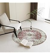 Round Rug for Living Room, 3Ft Round Washable Rug, Boho Small Circle Kitchen Area Rugs, Non Slip ...