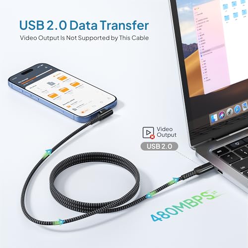 Image of Elebase USB Type C to C 100W Charging Cable 6.6FT with USB A Adapter,PD Fast Charger Cord for iPhone 16 15 Plus Pro Max,AirPods 4th,MacBook Mac,iPad 10 10th Air 4 5 Mini 6 6th Generation Right Angled