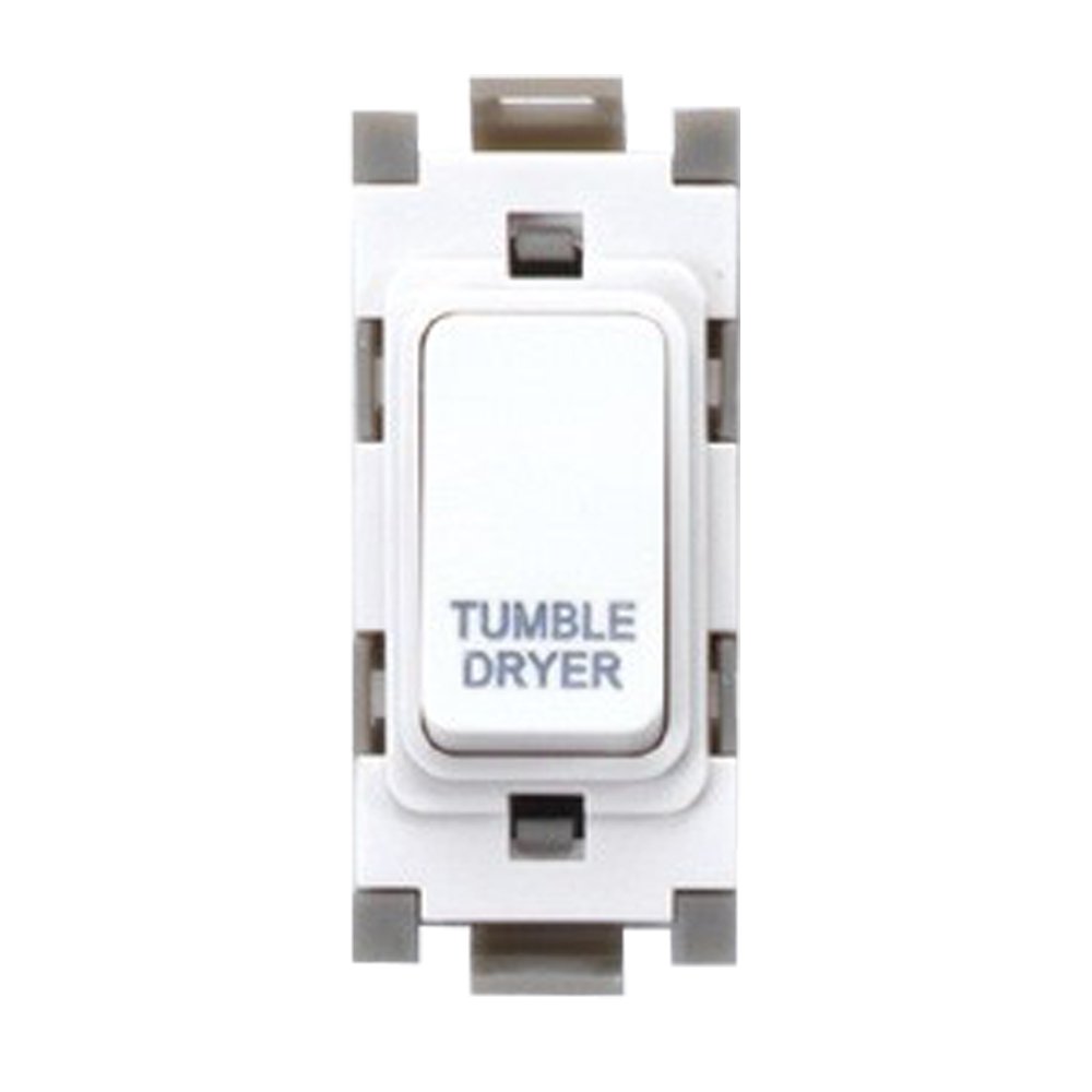 Deta G3555 Grid Switch 20 Amp Double Pole maked 'Tumble Dryer' (White)