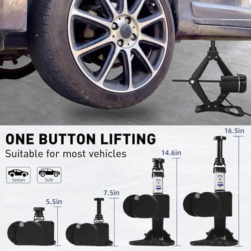Image of EFFIROSO Premium 10 in 1 Electric Scissor Jack Enhanced Safety 3 Ton Car Jack Kit Automatic 12V Tire Repair Kit for Sedans SUV Tire Replacement
