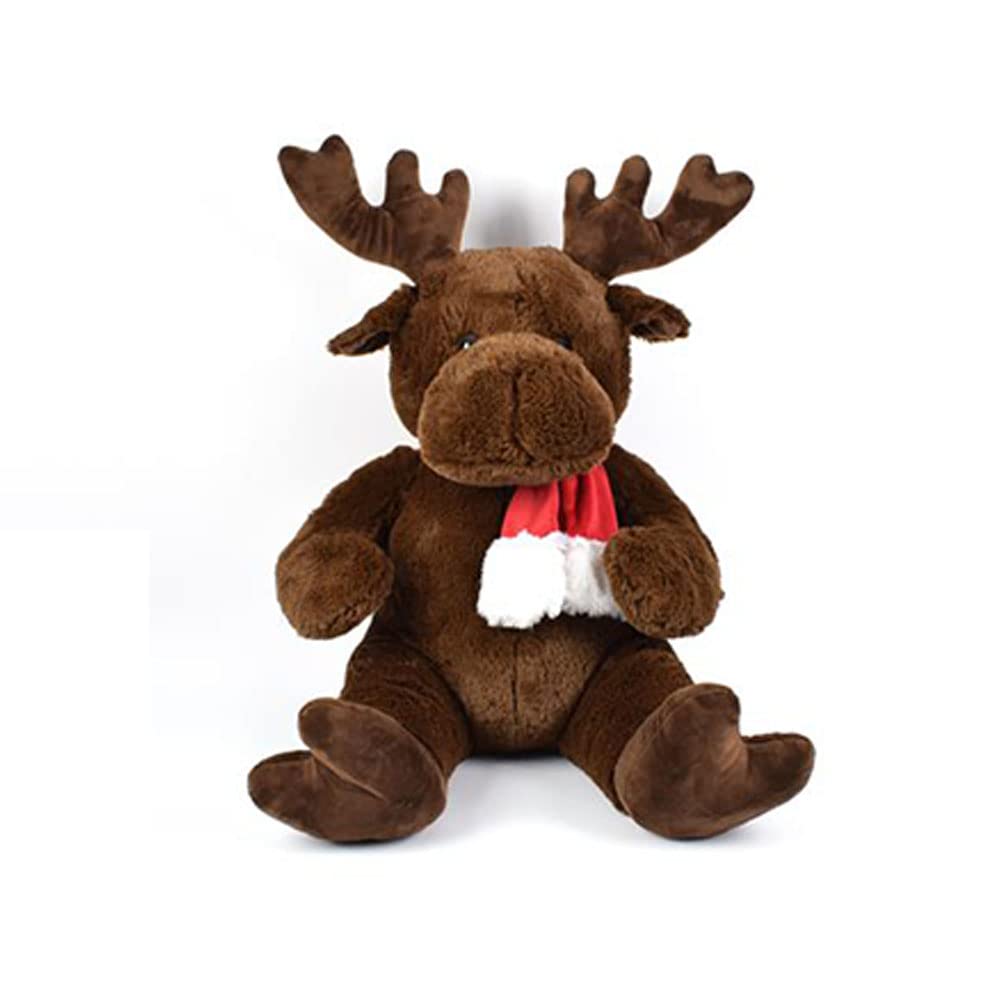 Renna peluches Grande Pupazzo con Sciarpa Rossa e Bianca h50 Decorazioni di Natale Idea Regalo Bambini Morbido