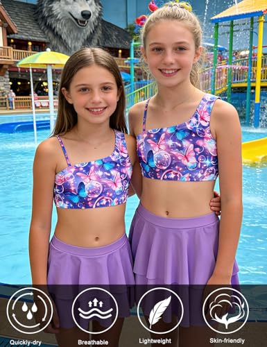 Image of RAISEVERN Girls Swimsuit 3 Piece Bathing Suits Cute Swimwear for 5-12 Years