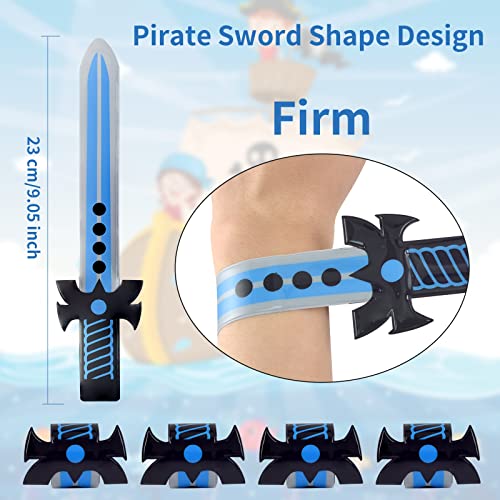 6 Pieces Medieval Party Favors Pirate slap bracelet Pirate Party Favors Medieval Joust Dual Dragon party Goodie Bag Pinata Fillers Giveaways Snap Bands for for Medieval Knight Castle party (6)