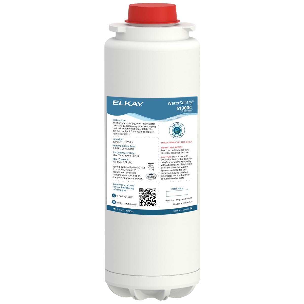 Elkay 51300C WaterSentry Lead + Microplastics NSF/ANSI Certified Filter (Bottle Fillers)