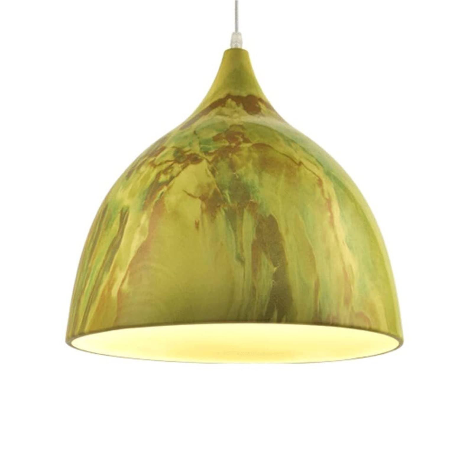 Simple Half Circle Shape Pendant Light Nordic Light Chandeliers Modern Classic Pendant Lamp Macaron Lampshade Wrought Iron Hanging Lamp E27 Base Fixtures Creative Personalized Bedside(Green,25CM)