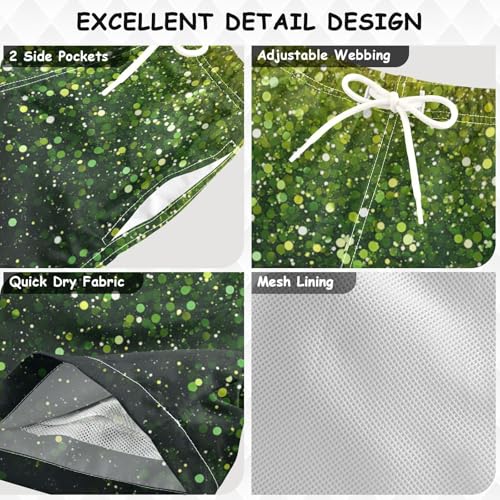 Pigsaly Boys Swim Trunks Olive Green Moss Green Gradient Flashing Gold Glitter Boys Board Shorts Swimsuit Swimwear S3