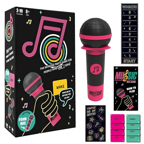 Grab The Mic Game, Juegos de Karaoke Familiares con 125 Tarjetas Letras, Exciting Karaoke Party Game for 2-10 Jugadores, Juego de Mesa para...