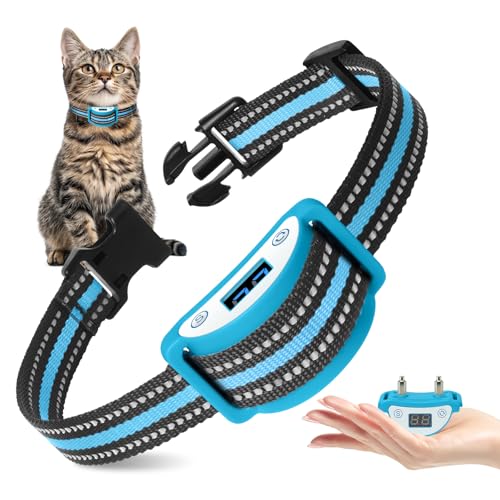 Cat Shock Collar - DTCOLLAR Shock Collar for Cats with 5 Humane Progressive Steps, Vibration or Shock Switchable, Lightest Cat Training Collar for Small Cats 5-25lbs & Above to Auto Stop Meowing