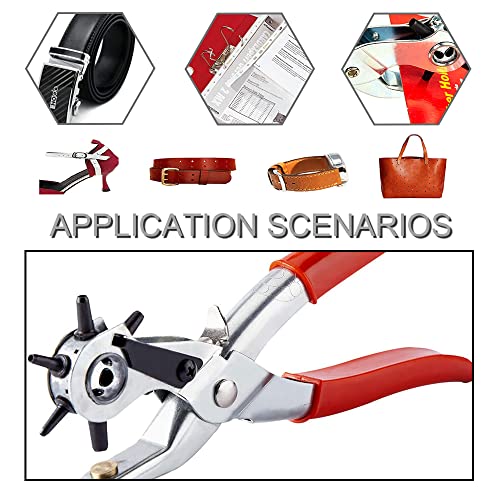 DHinkyoung Leder-Lochstanzer, robuster, drehbarer Ösenstanzer, handlicher Gürtelpiler, professionelles Pilerwerkzeug für Gürtel, Leinwand, weiche Kunststoffe, Schuhe, Uhrenbänder, Haustierhalsbänder