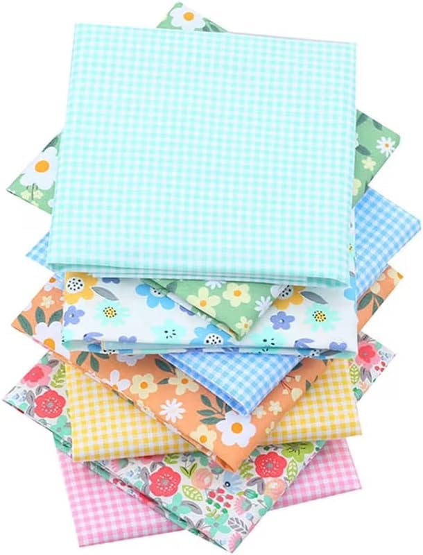 Tessuti Fat Quarter 50x50 Cm - 7 Pezzi Verde Floreale, 100% Cotone Per Cucito E Craft - Foto 3