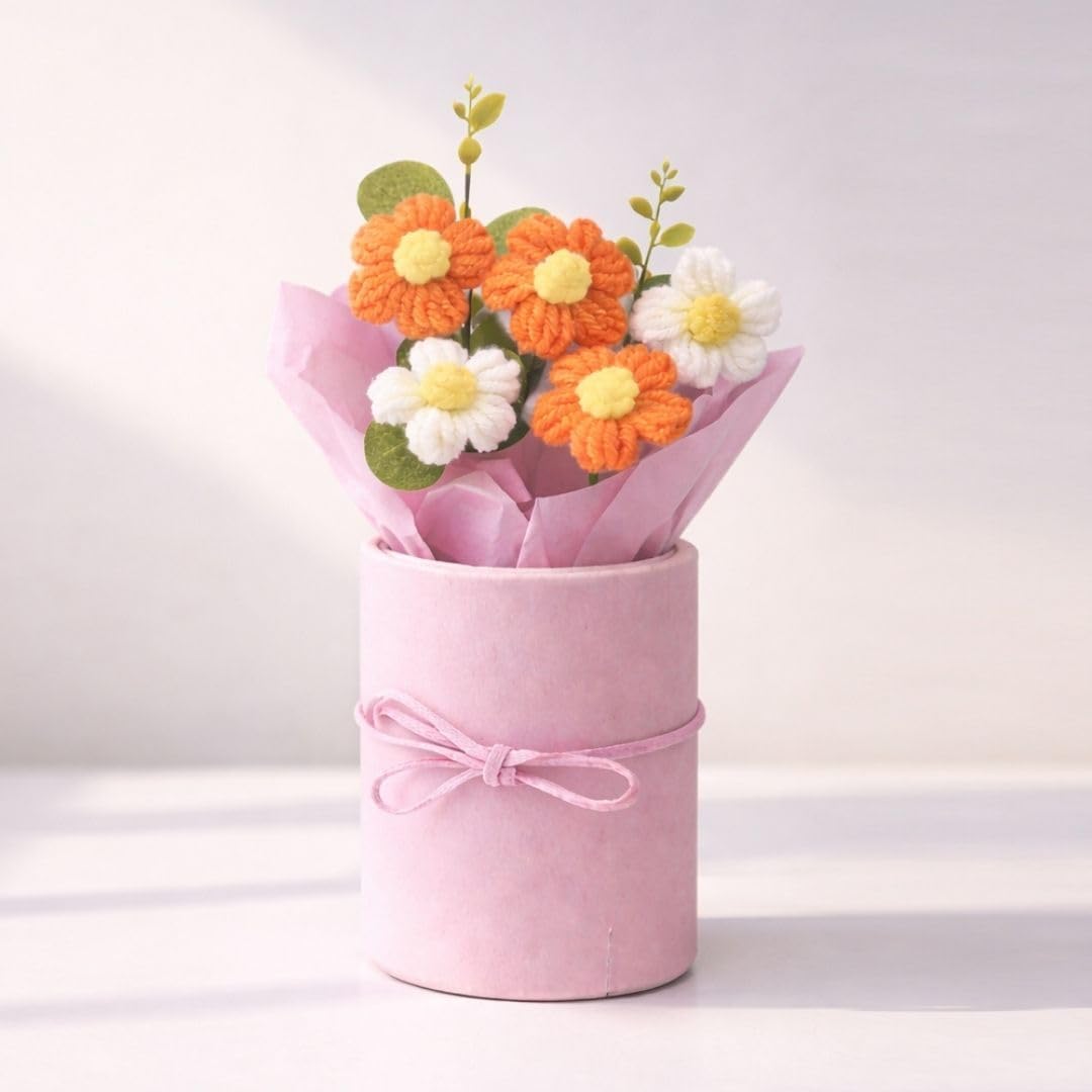Buy JB Online Hub JBOH Crochet Daisy Flower Bouquet with Pink