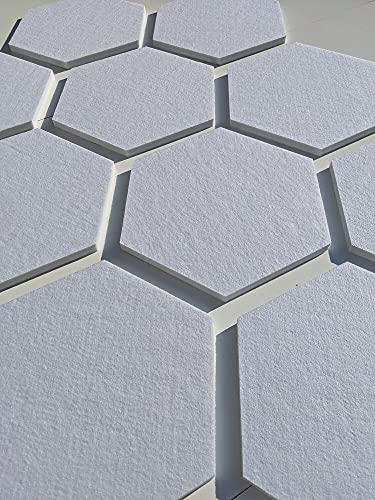Paneles acústicos hexagonales, pack de 6, panel de absorción acústica de alta densidad 12 x 14 x 0.4 pulgadas, para tratamiento acústico (blanco) miniatura 2