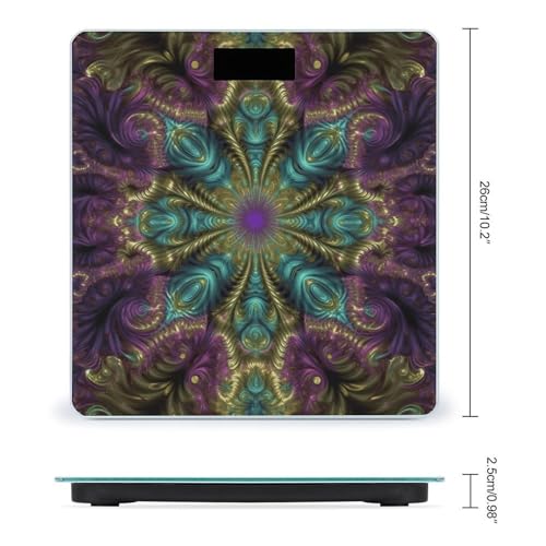 Báscula digital para baño con arte fractal y pantalla LCD brillante miniatura 2