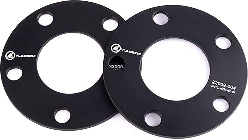 VLAOSCHI Espaciadores de rueda centrados negros 5x100 (sin labio, orificio de 2.209 in) de 1/4 pulgadas (0.236 in) compatibles con Subaru 5 Lug para