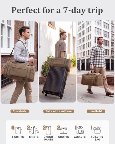 Image of Gonex Canvas Duffle Bag, Expandable 60L Travel Overnight Weekender Bag