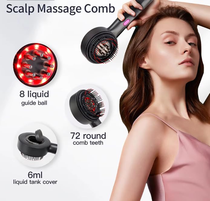 Pettine per massaggio a vibrazione elettrica terapia della luce rossa massaggio per la crescita dei capelli spazzola per cuoio capelluto applicatore di olio liquido