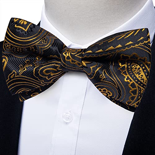 Image of DiBanGu Pre-Tied Bow Ties for Men Silk Adjustable Tuxedo Bowties Pocket Square Cufflinks Set with Lapel Pin Jacquard Woven