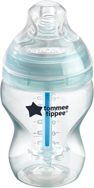 Tommee Tippee Anti-Colic Baby Bottle, Slow Flow Breast-Like Teat and Unique Anti-Colic Venting System, 260ml, Pack of 1, Clear
