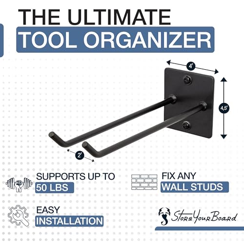 Image of StoreYourBoard Tool Max Single Storage Rack, Wall Mount Home and Garage Hook, Steel Gear Organizer and Hanger