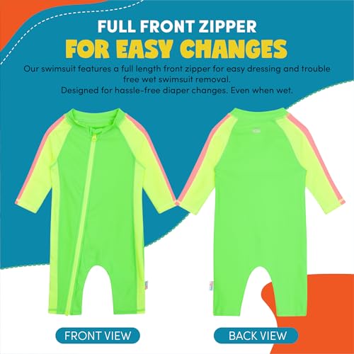 Image of SwimZip UPF50+ Boys Swim Shirt, Long Sleeve One Piece Kids Sunsuit
