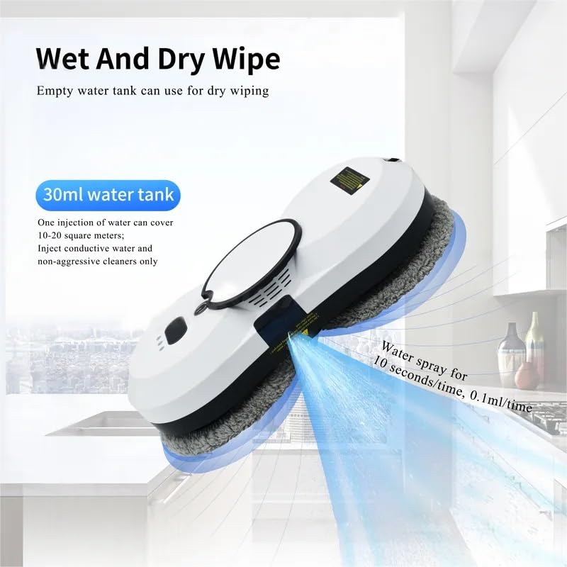 Raamreiniger, 5600 pa, automatische raamreiniger, met watersproeiing, intelligente navigatie, afstandsbediening en 8 doeken, robot voor ramen voor binnen en buiten Raamreiniger, 5600 pa, automatische raamreiniger, met watersproeiing, intelligente navigatie, afstandsbediening en 8 doeken, robot voor ramen voor binnen en buiten