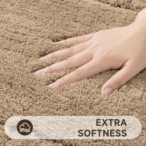Pauwer Bathroom Rugs Set 5 Piece, Microfiber Bath Mat Set, Khaki - image 3