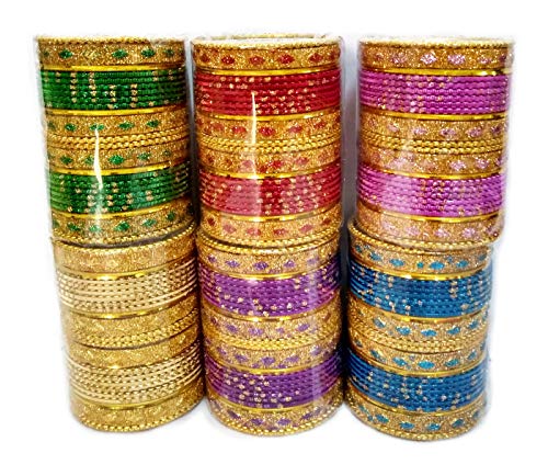 BN17 Yuktha Eternals Kids Multi Colors Party Wear Set Bangles - Assorted 6 Colors x 24 Bangles (144 Bangles) - Size 1.8 inches