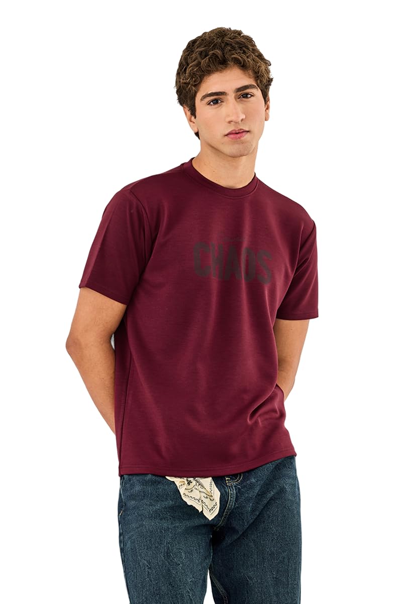 SNITCH Men's T-Shirt | Carved Chaos Graphic Print Crew Neck Tee | Stylish Regular Fit Viscose Blend Fabric for Summer Casual Wear & Everyday Comfort in multi