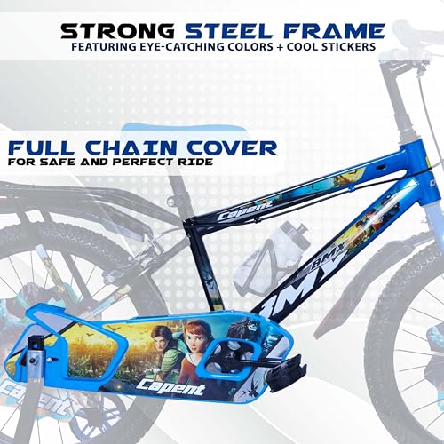 Image of CAPENT BMX 20T Cycle for Kids Girls with Balance Wheel & Back Carrier | Rigid Fork | Frame 12.5 Inch | Ideal for 6 to 9 Years Girls Kids Bike (Blue)