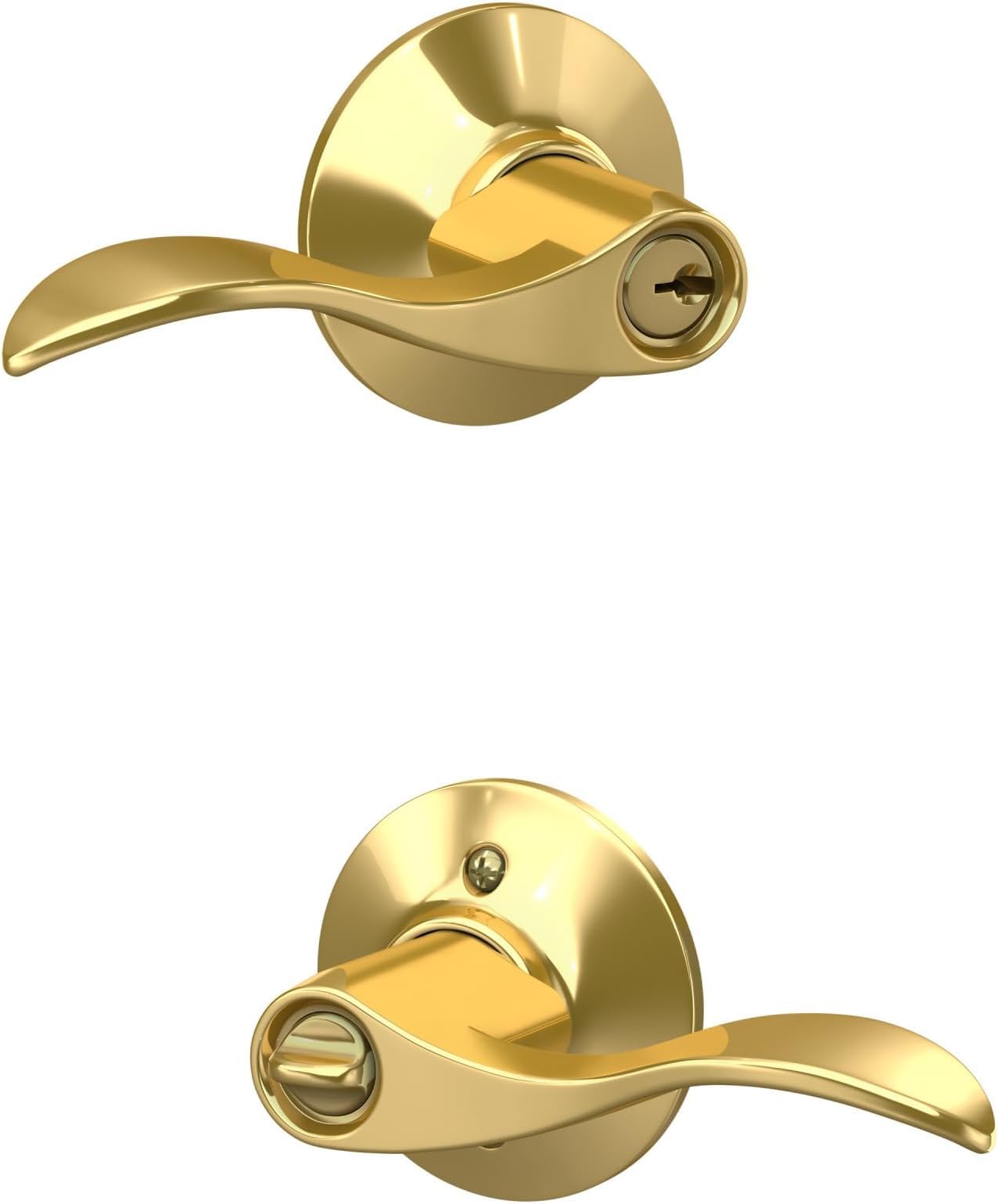 Schlage F51A Acc 605 Accent Lever, Keyed Entry, Bright Brass (Pack of 8)