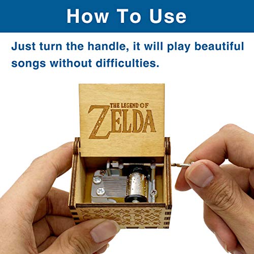 The Legend Of Zelda Music Box Wood Hand Crank, Wooden Antique Engraved Carved Crafts Zelda Theme Mini Musical Boxes Gifts For Wedding, Valentines, Christmas, Birthday, Play: Song Of Storms(Brown) #TOP4