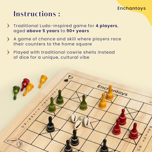 Image of Ashta Chamma Board Game | Chowka Bara,Katta Mane,Taayam,Kaangi Chaala,Kaana Dua,Traditional Indian Ludo | Travel-Friendly Game | Engaging Fun for Kids & Adults