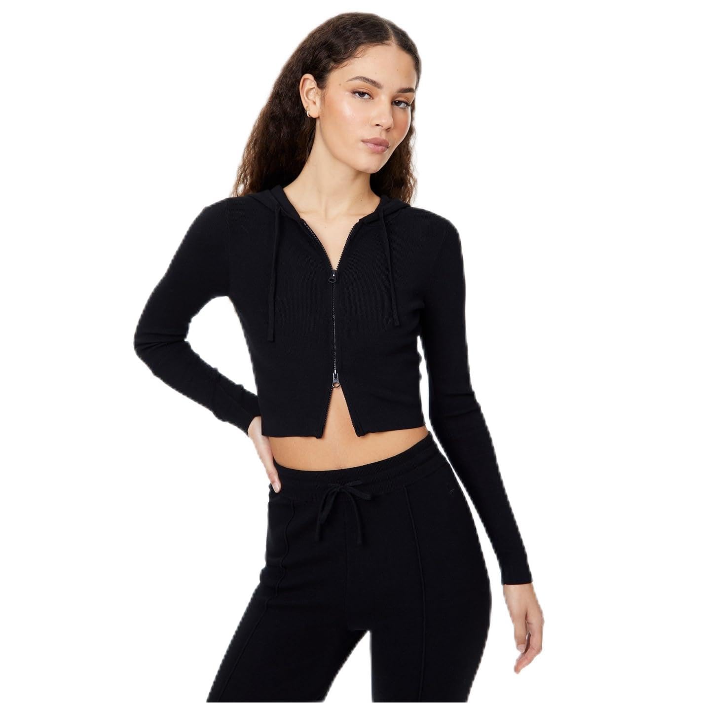 Jack Wills Womens Knitted Zip Hoodie Black XS